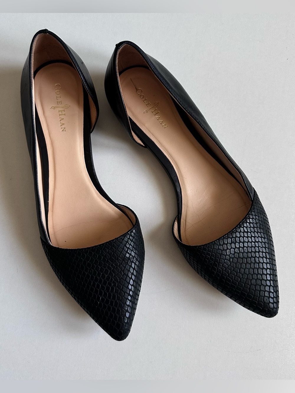 Cole Haan Amalia D’Orsay Black Textured Flat Shoes Size 7B